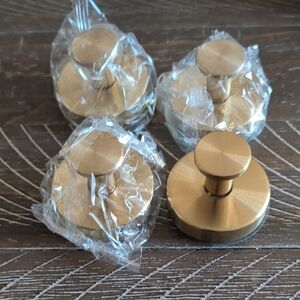 Set of 4 Brushed Gold Round Drawer/ Cabinet Pulls